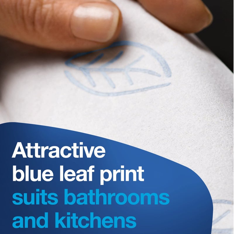 Tork Extra Soft Multifold Hand Towels White with Blue Leaf Print, H2 Dispenser Compatible 16 Packs x 94 Towels (101298) - Image 3