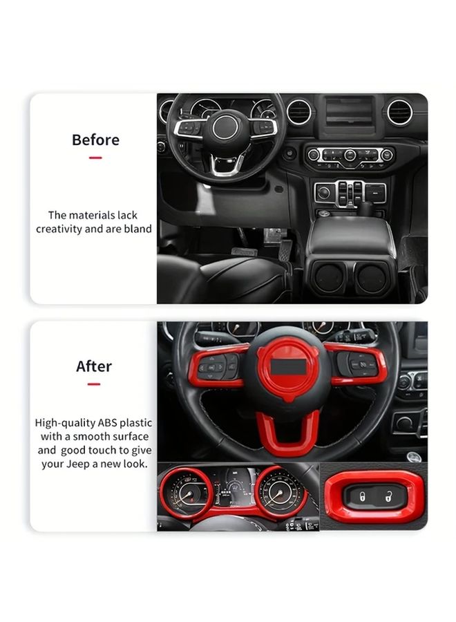 21 Pieces Red Car Interior Trim Accessories For Jeep Wrangler 2018 2022 - Image 4