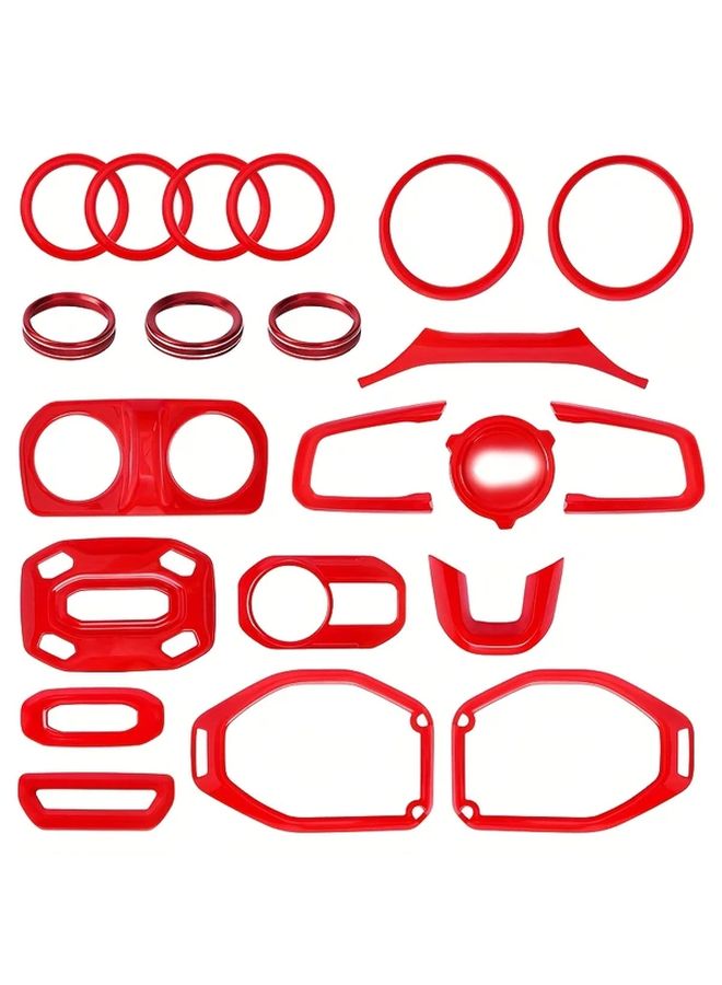 21 Pieces Red Car Interior Trim Accessories For Jeep Wrangler 2018 2022 - Image 5