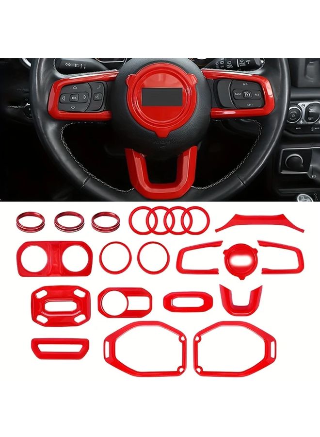 21 Pieces Red Car Interior Trim Accessories For Jeep Wrangler 2018 2022 - Image 1