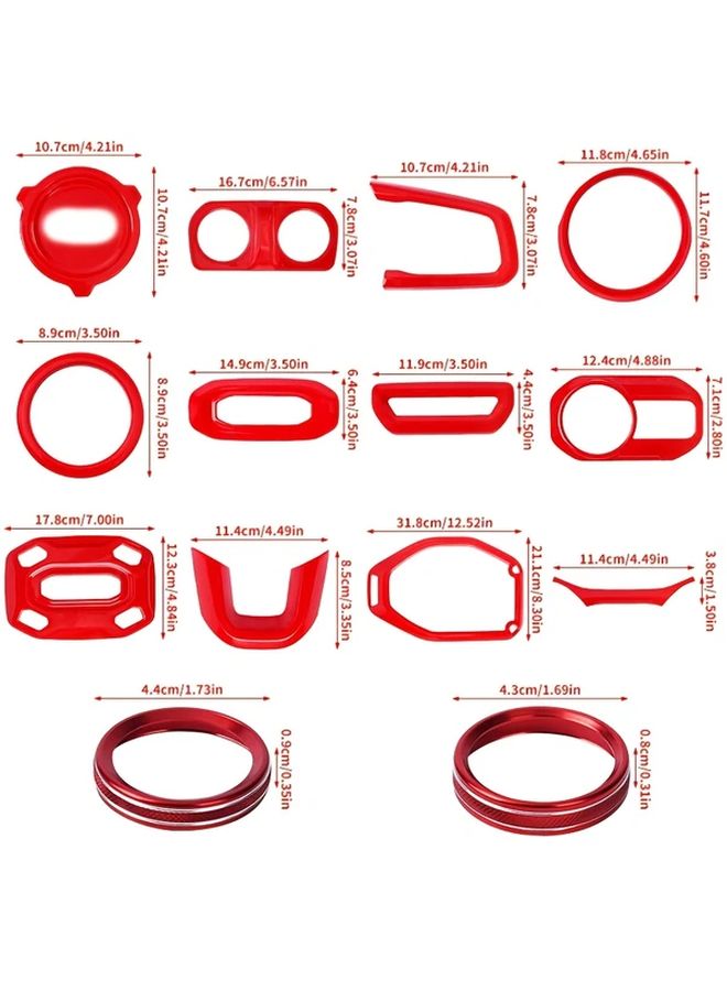 21 Pieces Red Car Interior Trim Accessories For Jeep Wrangler 2018 2022 - Image 2