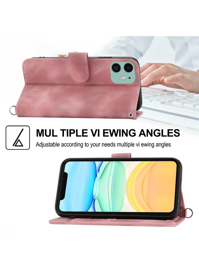 S-TOP Case For iPhone 12 mini Skin-feel Flowers Embossed Wallet Leather Phone Case - Image 4