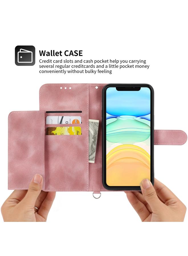 S-TOP Case For iPhone 12 mini Skin-feel Flowers Embossed Wallet Leather Phone Case - Image 3