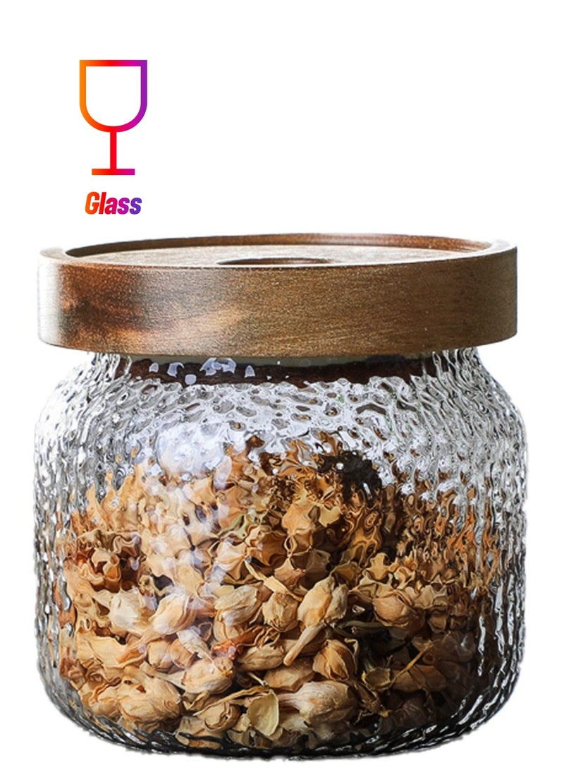 XiuWoo Glass Storage Jar, Jar with Bamboo Lid 300ML(10 OZ), Kitchen Containers Decorative Airtight Jars, Anti-Slip Food Container, for Tea Coffee Bean Sugar Candy Cookie Spice - Image 1