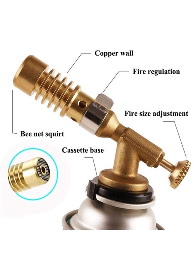 مشعل غاز نحاسي محمول (ذهبي) - رأس موقد غاز البيوتان للرحلات والتخييم | شعلة يدوية متعددة الاستخدامات للطبخ، اللحام، والشواء في الهواء الطلق، تصميم متين ومقاوم للحرارة العالية لضمان أداء ثابت واحترافي - Image 3
