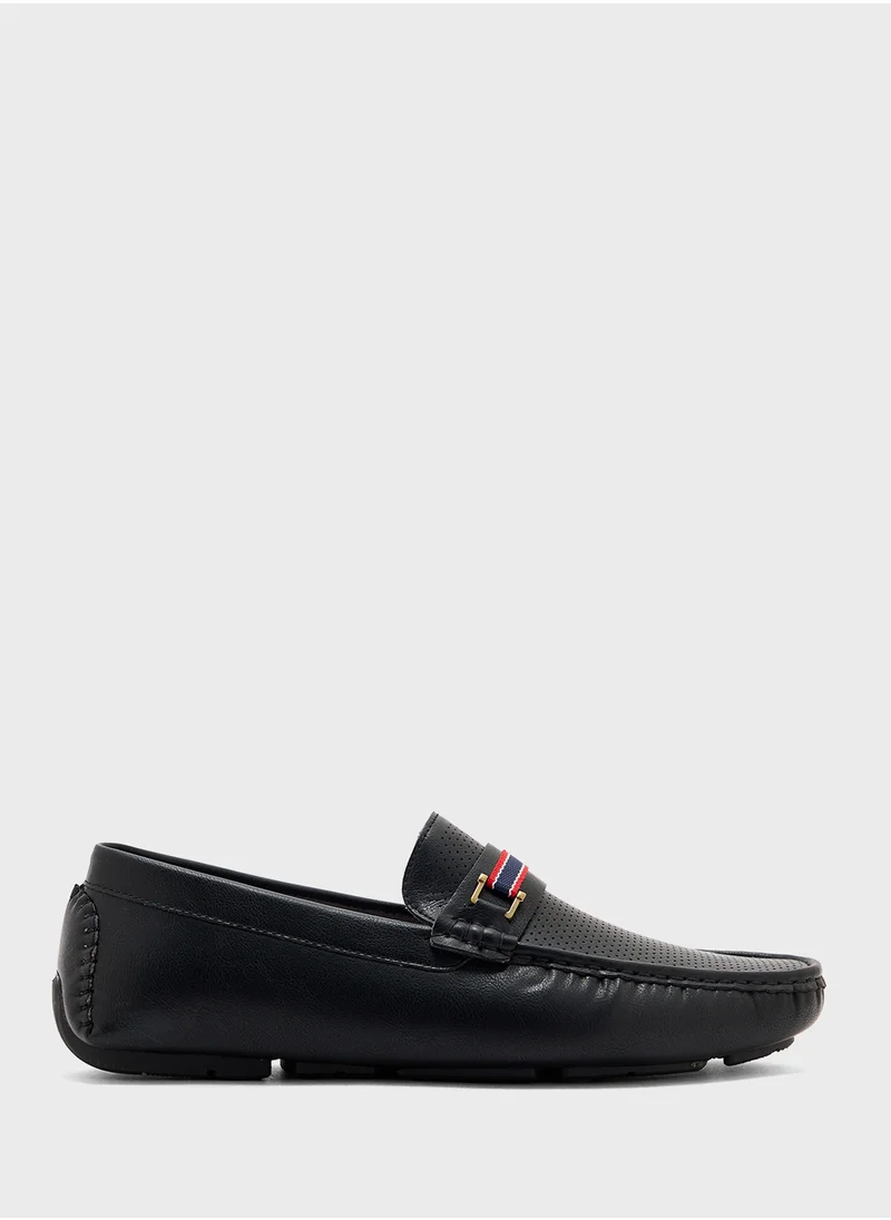 Robert Wood Perforated Webbing Detail Casual Loafers