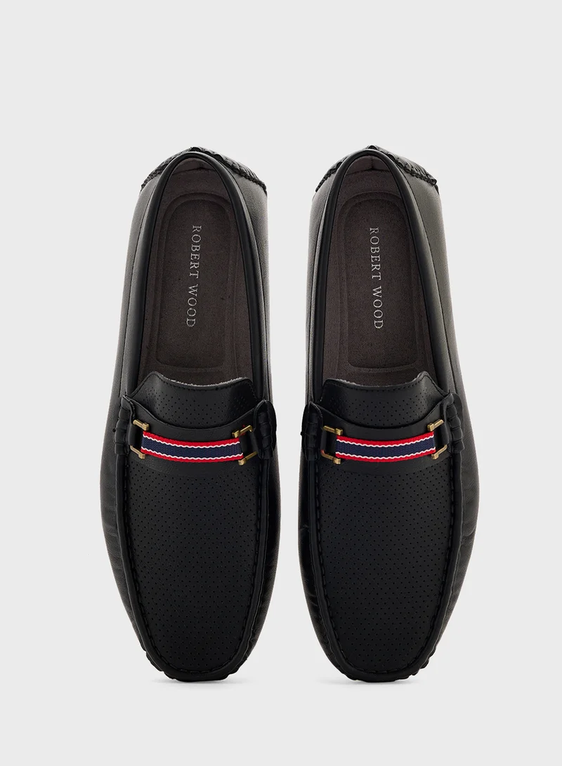 Robert Wood Perforated Webbing Detail Casual Loafers