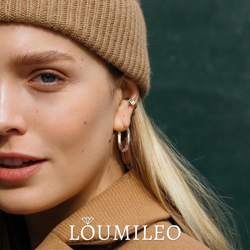 LOUMILEO 4mm Wide Large Silver Hoop Earrings Lightweight 925 Sterling Silver Hoop Earrings for Women Hypoallergenic Big Thin Hoops Earring for Women 30/40/50/60/70MM - Image 2