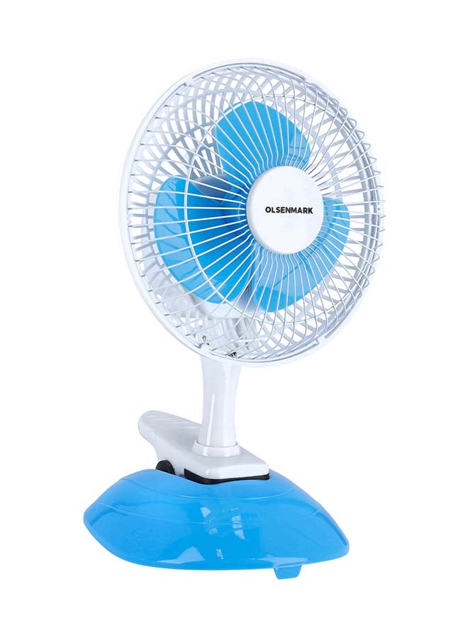 Olsenmark 3 IN 1 Wall and Table Clip Fan 8", 3 Leaf Blades For Strong Wind And 2-Speed Levels, High Performance Motor For High Speed Wind, 360-Degree Rotation OMF1798H Blue and white - Image 1