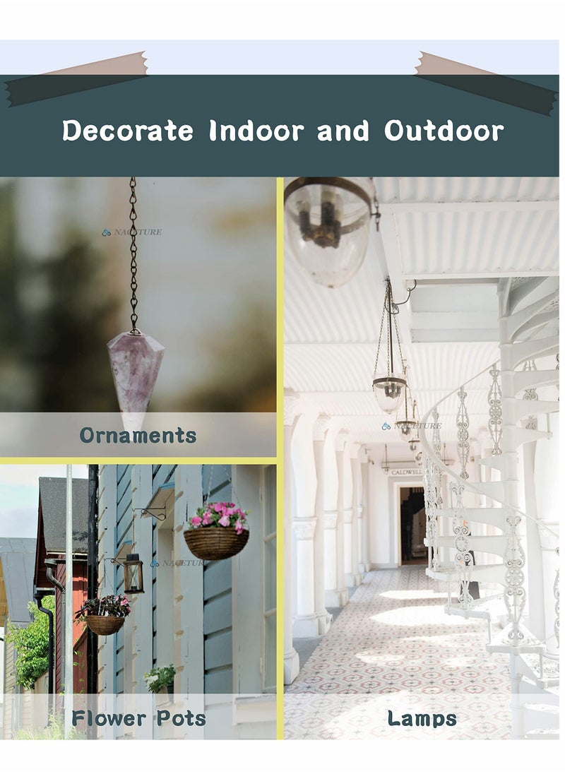 Excefore Ceiling Hook with Hanging Chain Hook - Wall Hook Metal Plant Stand Iron Lantern Hanger for Bird Feeders, Wind Chimes, Flower Pots (3 Pack with Hanging Chains Black)  - Image 5
