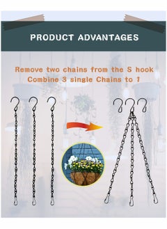 Excefore Ceiling Hook with Hanging Chain Hook - Wall Hook Metal Plant Stand Iron Lantern Hanger for Bird Feeders, Wind Chimes, Flower Pots (3 Pack with Hanging Chains Black)  - Image 3