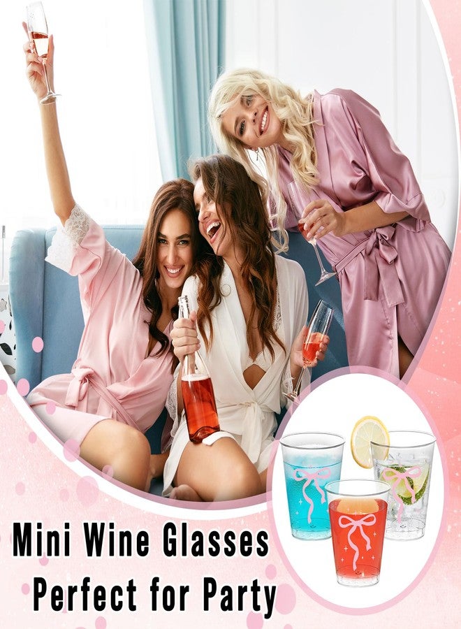 FYSUIMU 50Pcs Pink Bow Shot Glasses Cute Bowknot Hard Plastic Mini Shot Cups Disposable Clear Drinking Tasting Sample Cup for Coquette Birthday Baby Shower, 2 Oz - Image 4