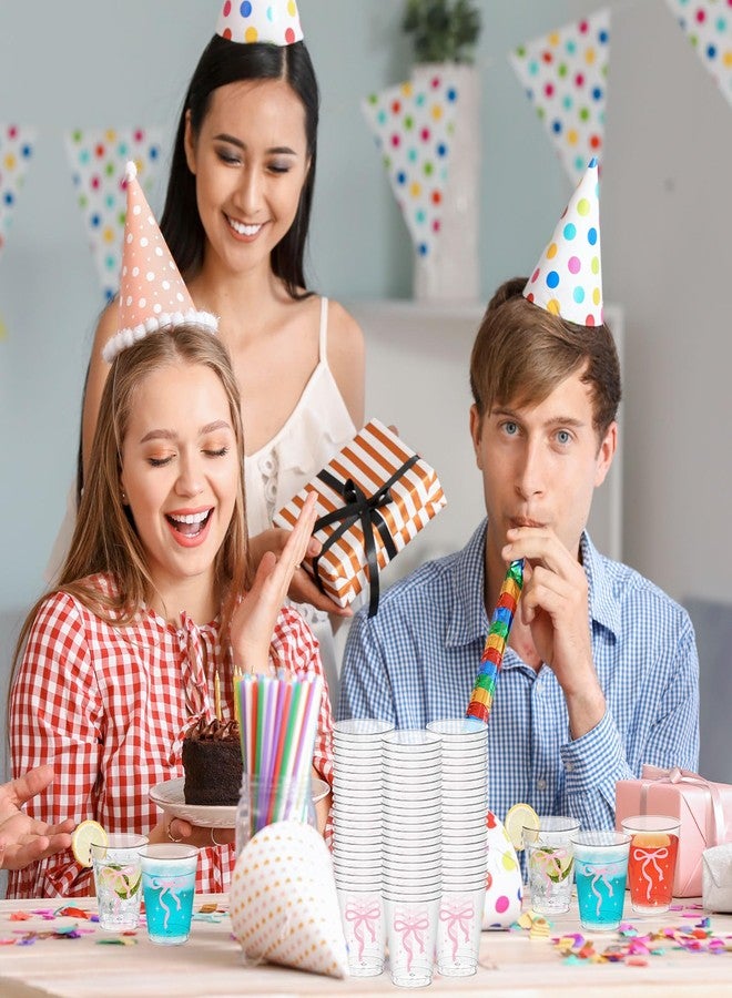 FYSUIMU 50Pcs Pink Bow Shot Glasses Cute Bowknot Hard Plastic Mini Shot Cups Disposable Clear Drinking Tasting Sample Cup for Coquette Birthday Baby Shower, 2 Oz - Image 5