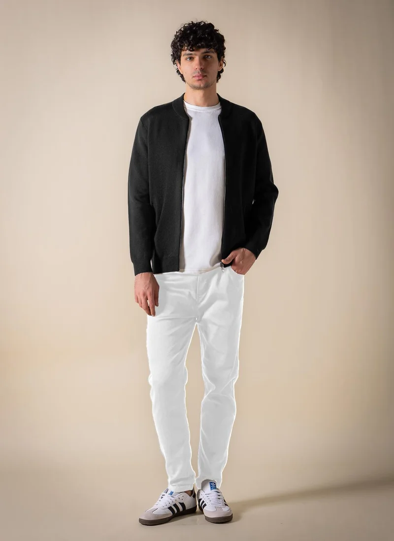 Shapes Black FINE KNIT BOMBER JACKET for Men | Best Price UAE