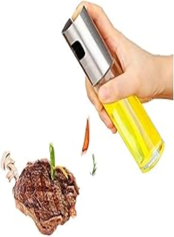Olive Oil Dispenser Oil Sprayer Dispenser Vinegar Sprayer Dressing Spray Portable,Grilling Olive Oil Glass Bottle 100ml,for Kitchen,Cooking,Salad,Bread Baking