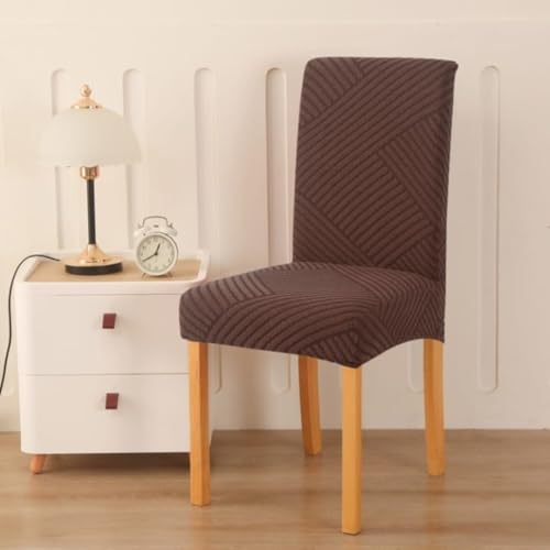 Styleys Jacquard Chair Cover Stretch Removable Washable Dining Chair Cover Protector Seat Slipcover (Pack of 1, Chocolate, JDMC7) - Image 2