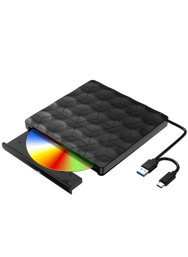 USB3.0 DVD Burner External Mobile Notebook RW External Optical Drive Type C External Drive-Color:Black