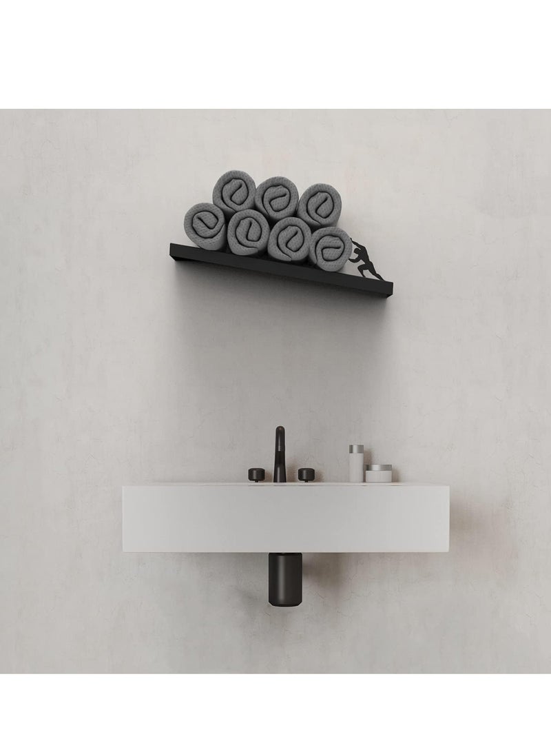 SYOSI Floating Shelf Toilet Paper Holder, Tilted Matte Black Toilet Paper Roll Holder for Easy Bathroom Storage, Toilet Paper Holder Shelf Wc Wall Mount Floating Rack for Bathroom Drop - Image 4