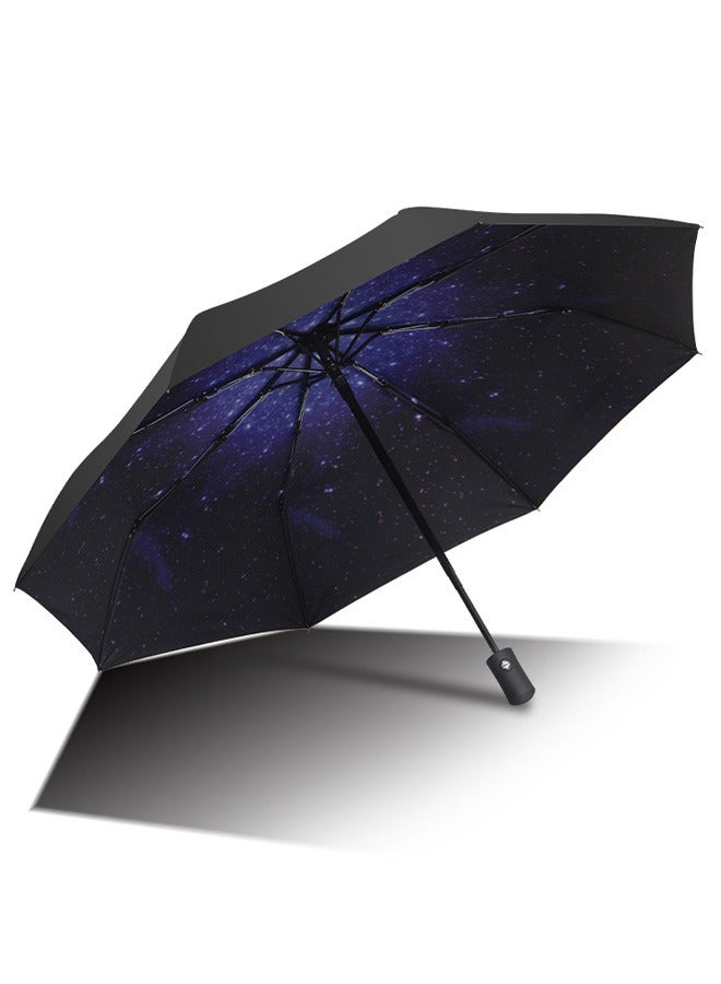 Joychic 8 أضلاع مقاومة للرياح ومضادة للأشعة فوق البنفسجية، مظلة مدمجة تفتح وتغلق تلقائيًا، مظلة قابلة للطي محمولة قوية للمطر والشمس أسود/أزرق - Image 1