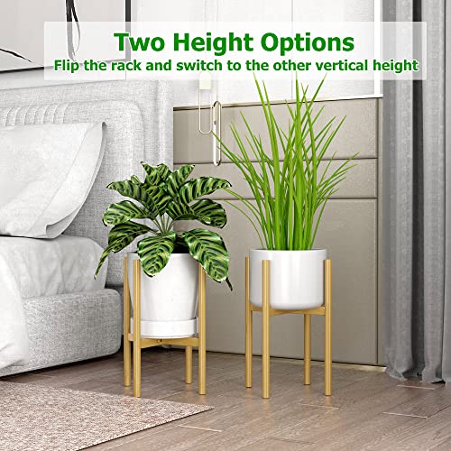EKNITEY Adjustable Plant Pot Stand: Indoor Outdoor Modern Flower Holder Metal Plant Rack Organizer Planter Stand for Garden Patio Corner Bathroom Living Room Balcony Home Office (Gold) - Image 2