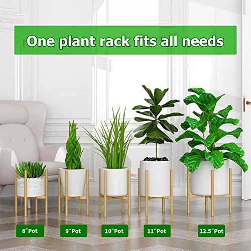 EKNITEY Adjustable Plant Pot Stand: Indoor Outdoor Modern Flower Holder Metal Plant Rack Organizer Planter Stand for Garden Patio Corner Bathroom Living Room Balcony Home Office (Gold) - Image 3