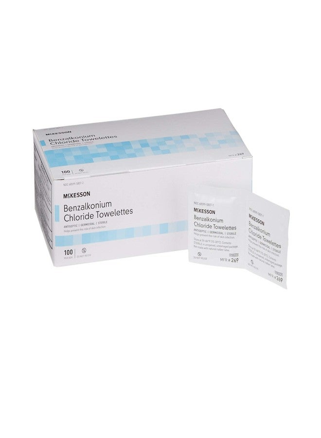 McKesson Benzalkonium Chloride Towelettes [Pack of 100] First Aid Antiseptic Wipes, Sterile Individual Wrapped - Image 1