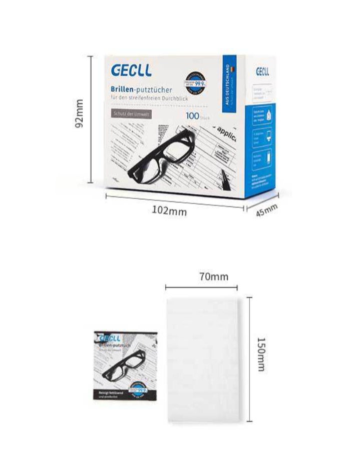 GECLL 100 individually packed lens cleaning wipes  - Image 2