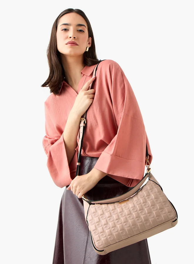 بابريكا Quilted Shoulder Bag with Zip Closure