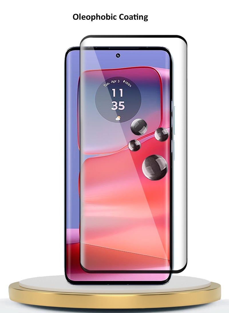 Wtech Motorola Edge 50 Pro 5G 2024 Premium Edge-Pro Series Full Glue Full Cover Tempered Glass Screen Protector - Clear/Black  - Image 5