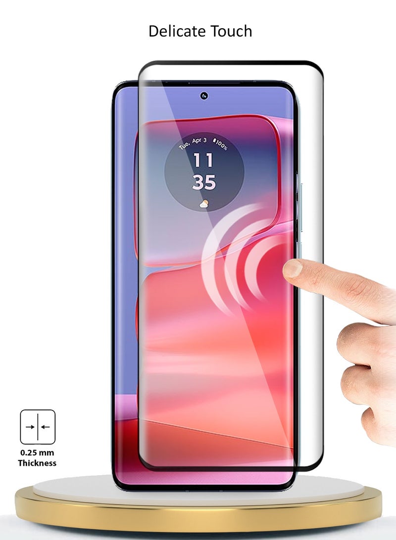 Wtech Motorola Edge 50 Pro 5G 2024 Premium Edge-Pro Series Full Glue Full Cover Tempered Glass Screen Protector - Clear/Black  - Image 3