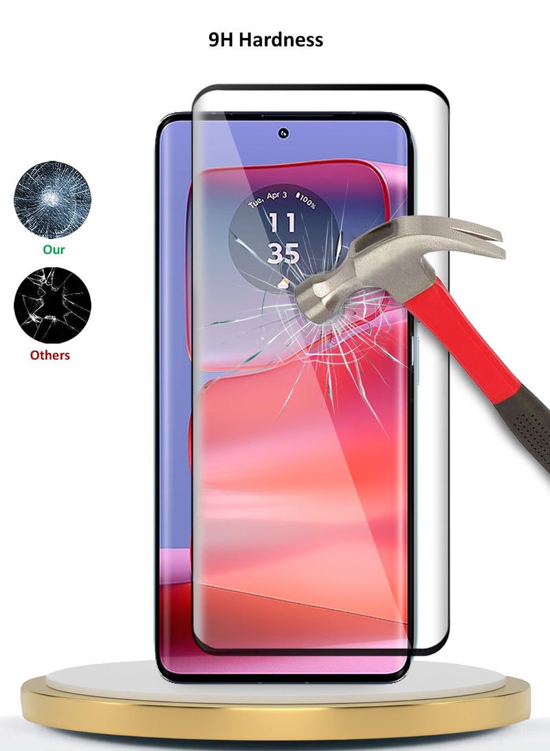 Wtech Motorola Edge 50 Pro 5G 2024 Premium Edge-Pro Series Full Glue Full Cover Tempered Glass Screen Protector - Clear/Black  - Image 2