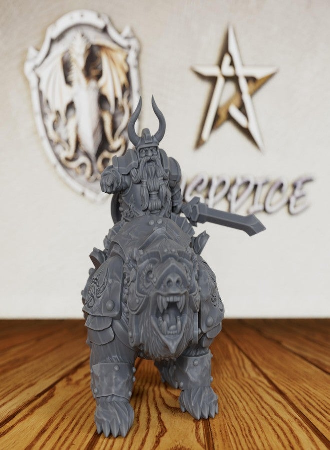 AUSPDICE مجسمات خيالية غير مطلية لألعاب الطاولة TTRPG - مجسمات DND Minis بمقياس 28 مم لأسياد الأبراج المحصنة، ملحق لعبة تقمص الأدوار المصغرة البشرية - محارب قزم ودب حرب (AS248) - Image 2