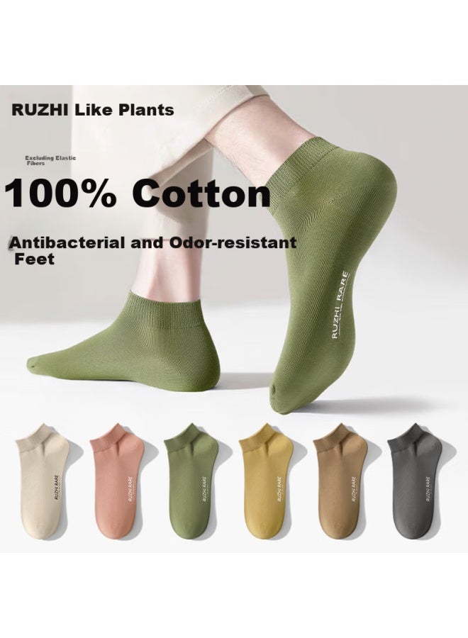 As plant Men'S Summer Cotton Boat Socks 100% Pure Cotton 7A Antibacterial And Odor-Resistant Trendy Durable Low-Cut No-Show Invisible Short Socks - Image 3