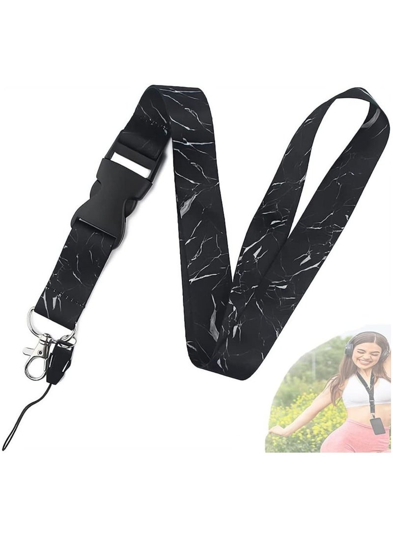 Y&D Black Marble Lanyard, Premium Soft Fabric Neck Lanyard Keys Lanyards Strap Quick Release Detachable Buckle Silky Keychain ID Holder Cell Phones Bags Accessories - Image 1