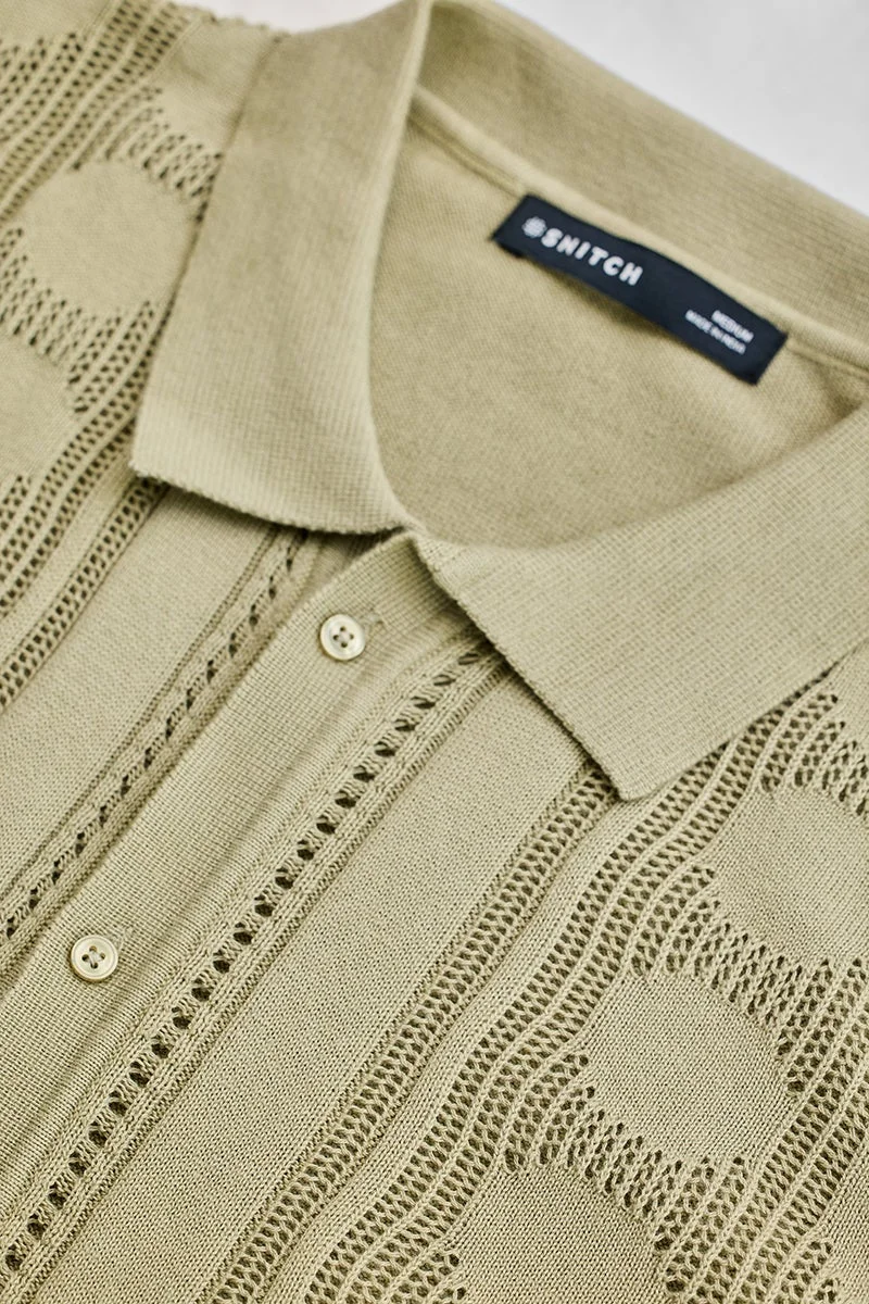 SNITCH Sage Self Design Knitted Shirt