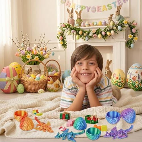 Olee Odee 4PCS Dragon Eggs with Mini Dragon Inside 3D Printed Mystery Gifts Toys Set for Kids Boys Girls Easter Christmas Birthday Graduation Back to School Stocking StufferMagic Pop - Image 5