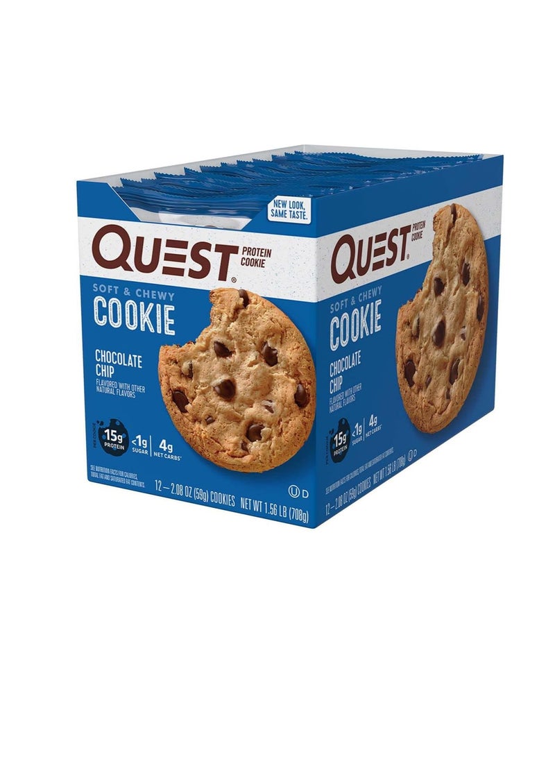 كويست كوكي البروتين برقائق الشوكولاتة؛ صديق للكيتو؛ نسبة عالية من البروتين؛ منخفض الكربوهيدرات؛ 12 عدد - Image 2