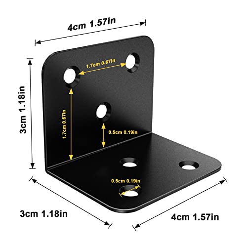 Riuog 20 Pcs Metal Corner Braces, 1.5in L Brackets for Wood, 90 Degree l Bracket Wide Corner Black Metal Corner Bracket for Wood Furniture Bed Chair - Image 2