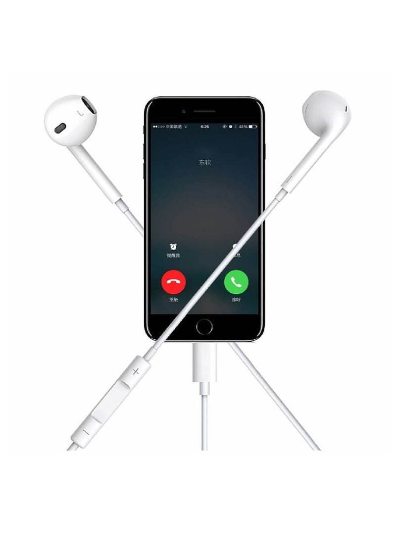 Usams - iPhone Lightning Earphones with Volume Control And Mic White - Image 1
