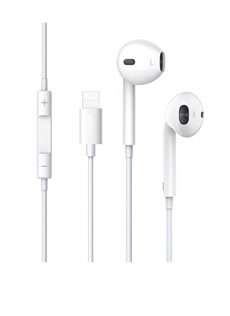 Usams - iPhone Lightning Earphones with Volume Control And Mic White - Image 1
