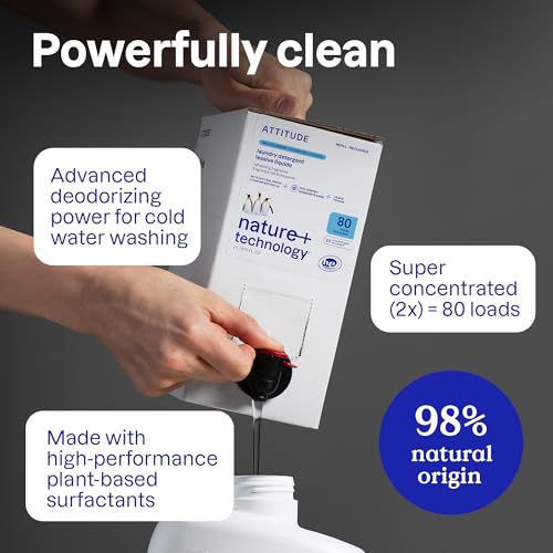 ATTITUDE Liquid Laundry Detergent Refill, EWG Verified, HE Compatible, Plant-Based & Vegan, Natural Laundry Soap, Mountain Fresh Scent, 80 Loads, 67.6 Fl Oz - Image 3