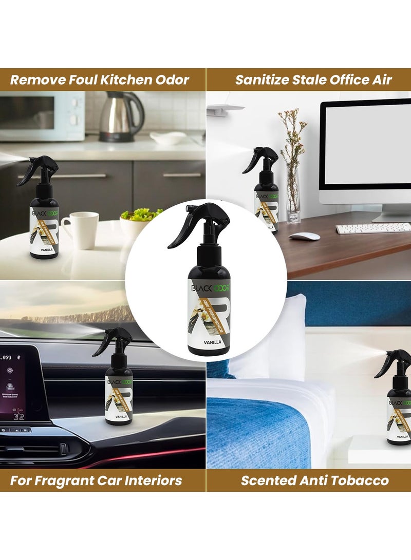 Black Odor Air Freshener Spray  120ml - Vanilla, Odor Eliminator, Essential Oil-Based, Long-Lasting Fragrance, Home, Car, Office Use - BO-32 - Image 4