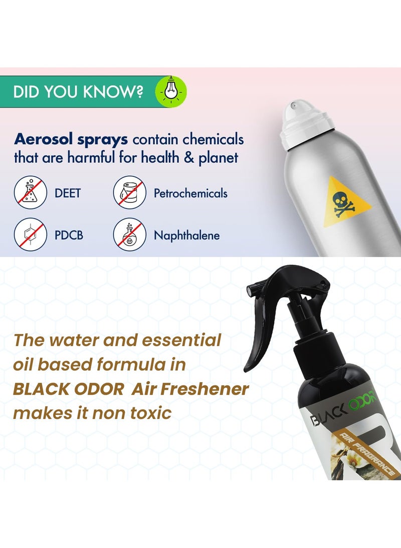 Black Odor Air Freshener Spray  120ml - Vanilla, Odor Eliminator, Essential Oil-Based, Long-Lasting Fragrance, Home, Car, Office Use - BO-32 - Image 3