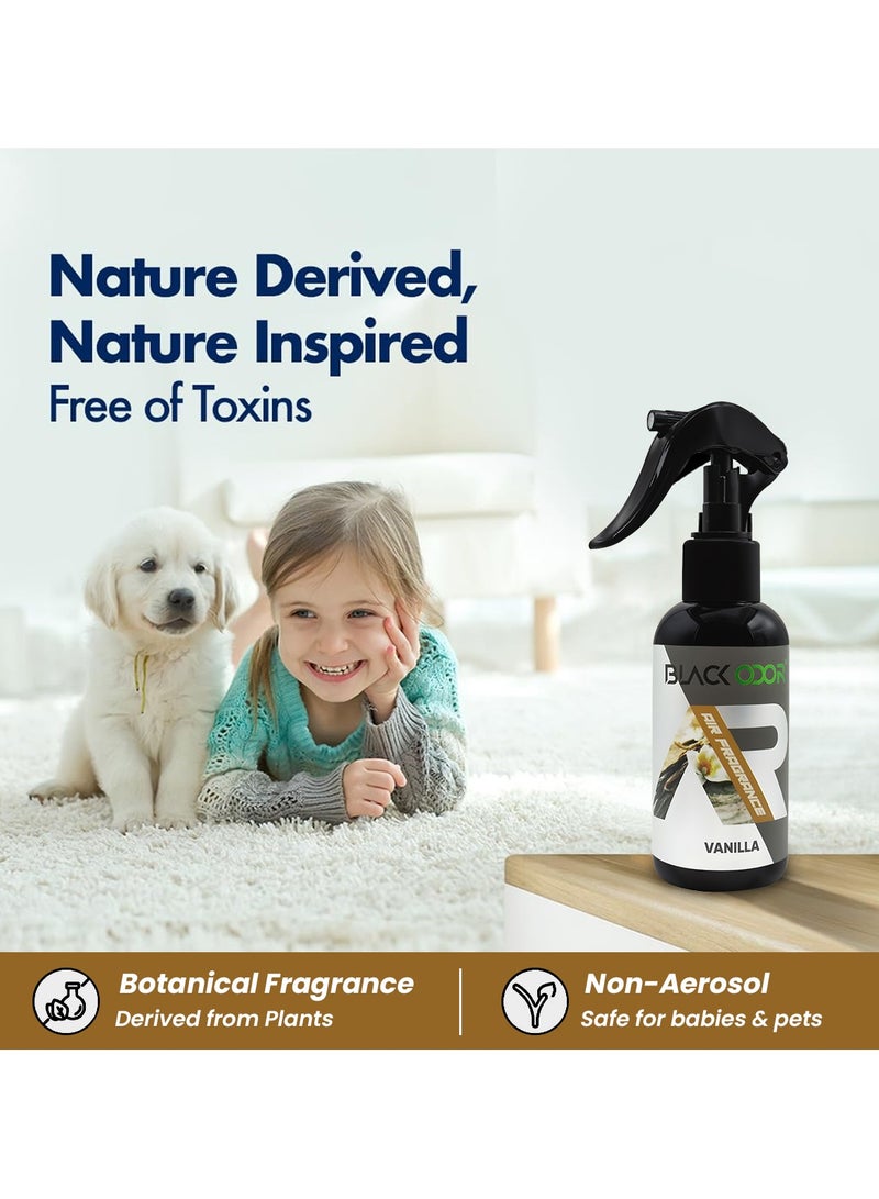 Black Odor Air Freshener Spray  120ml - Vanilla, Odor Eliminator, Essential Oil-Based, Long-Lasting Fragrance, Home, Car, Office Use - BO-32 - Image 2