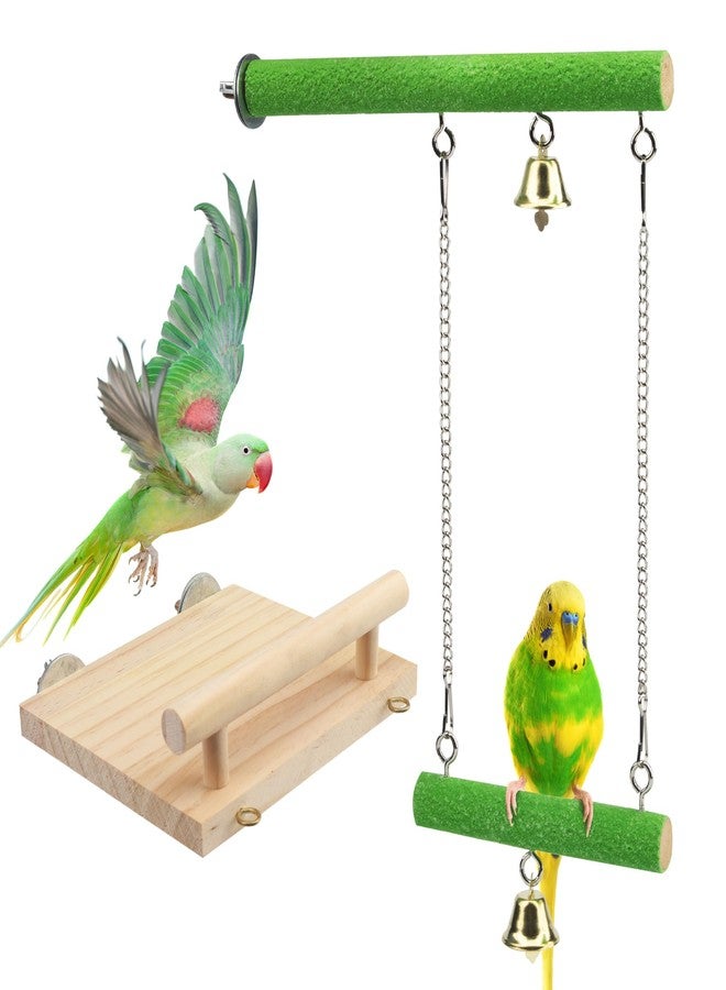 GAGILAND Bird Perches for Cage, Natural Wood Platform Bird Swing Bird Perch Stand Paw Grinding Stick for Parakeet Cockatiels Lovebirds Cage Accessories - Image 1