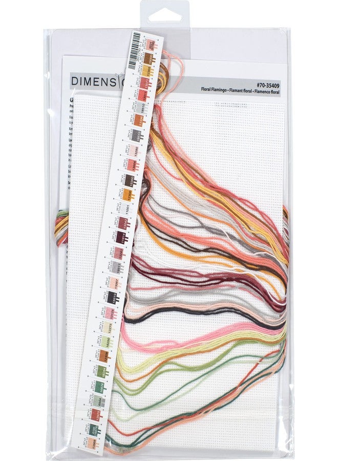 Dimensions Floral Flamingo Animal Counted Cross Stitch Set, 9" x 12", 14 Cnt. White Aida - Image 2