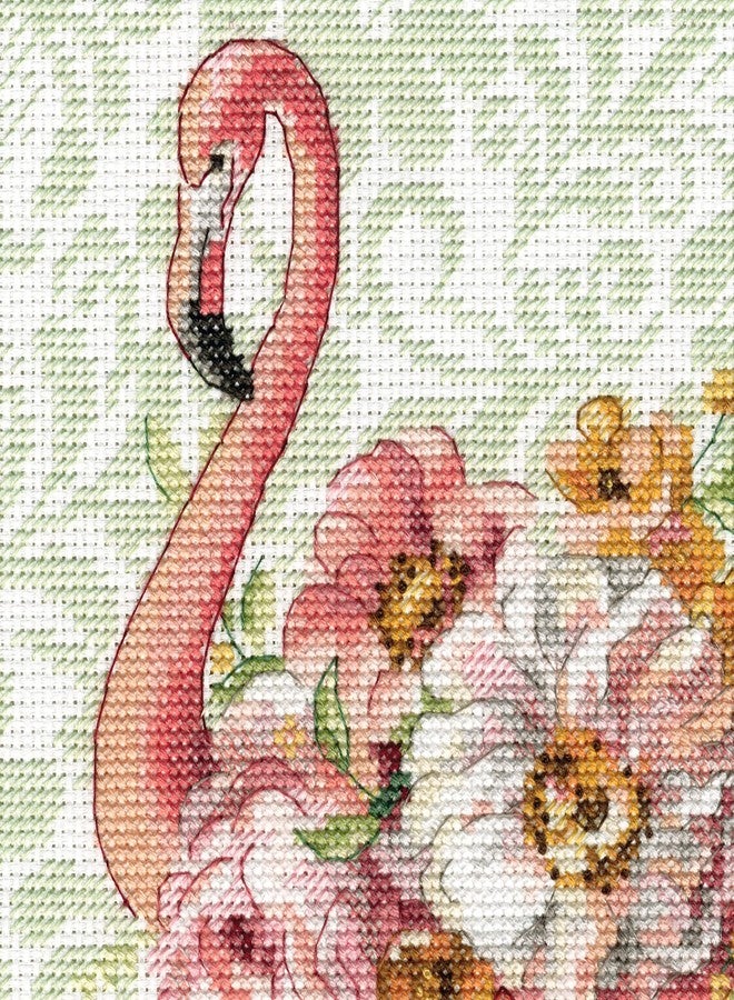 Dimensions Floral Flamingo Animal Counted Cross Stitch Set, 9" x 12", 14 Cnt. White Aida - Image 4