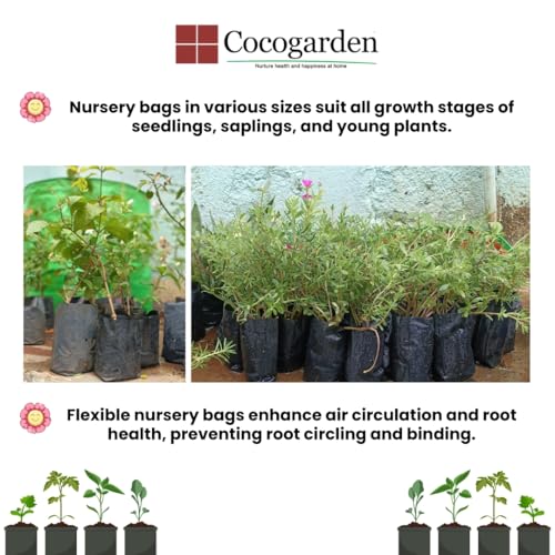cocogarden Plastic UV Protected Poly Grow Bag for Seedling Nursery Cover Plant Bags (Black, 4 x 6 inch) - Pack of 50 | for Terrace and Balcony Gardening, Kitchen Vegetable and Flowering Plants - Image 5