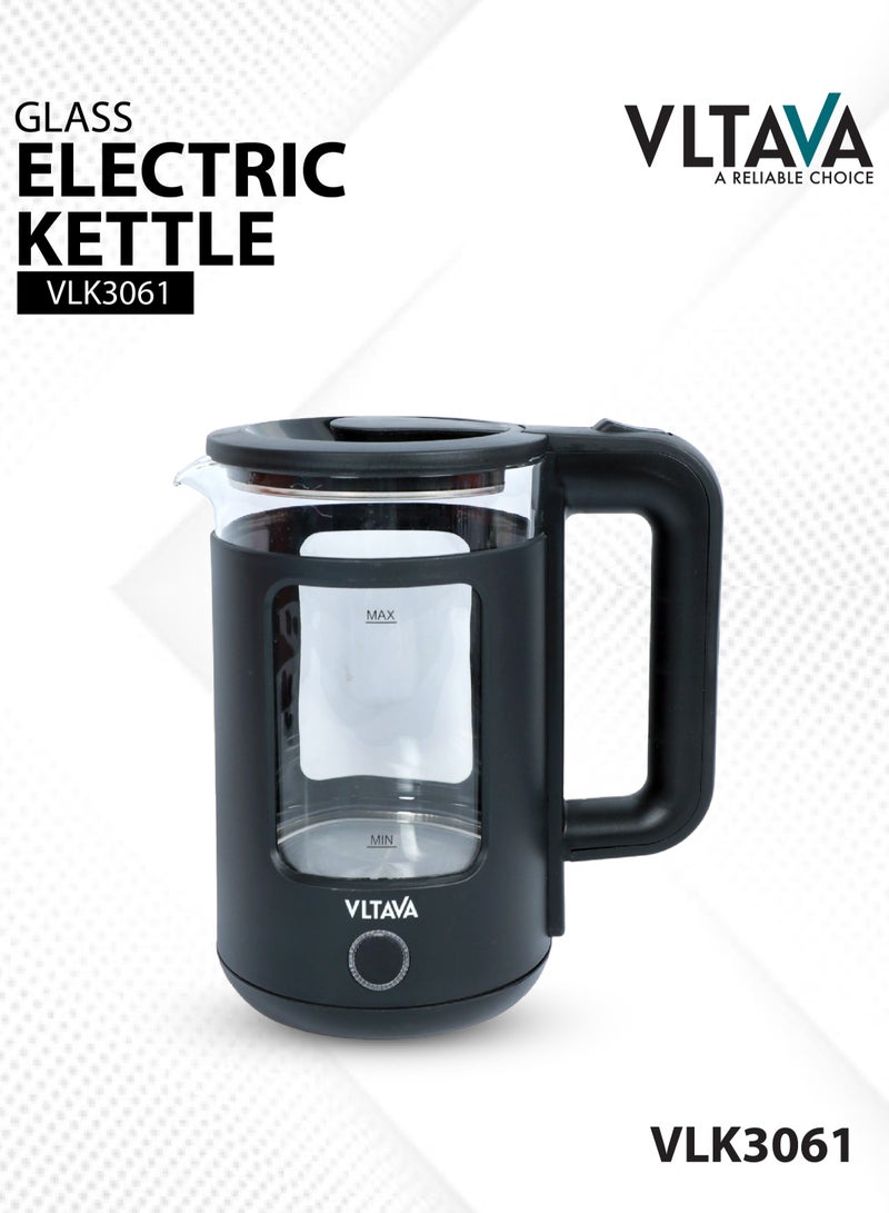Vltava Glass Electric Kettle, 1.8L, 1500W with Auto Shutoff & Double Safety Protection, Stainless Steel Body, 360° Rotating Base, Dry Heating Protection VLK3061 - Image 1