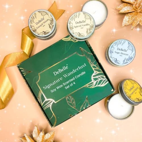 DeBelle Scented Candle Soy Wax Gift Set Candle Combo Set of 4 Signature Wanderlust, 30g Each | 7 Hours Burn time | Luxe Corporate, Wedding, Anniversary, Birthday Gift | Soothing Fragrances - Image 1